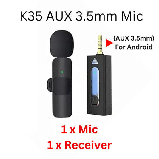 K8 Wireless Microphone – Type C, IOS, Android, AUX for Vlogging & Podcasting